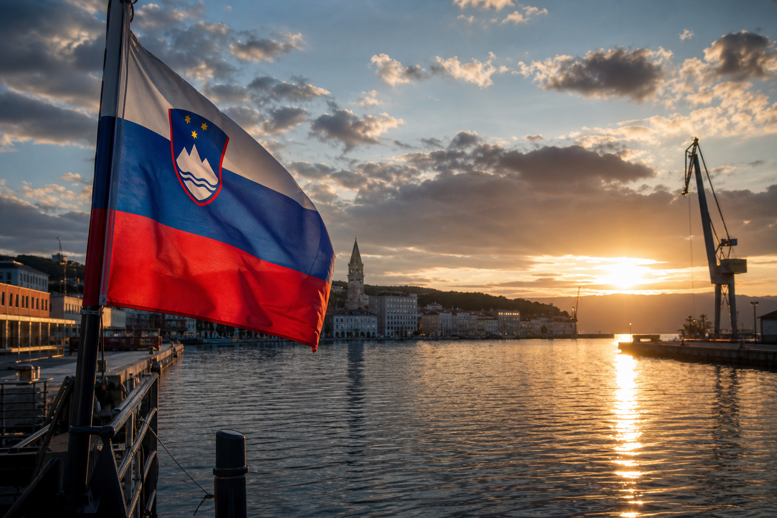 Dan suverenosti 2026 – slovenska zastava ob koprskem pristanišču