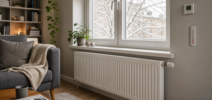 Učinkovito ogrevan dnevni prostor z neoviranim radiatorjem